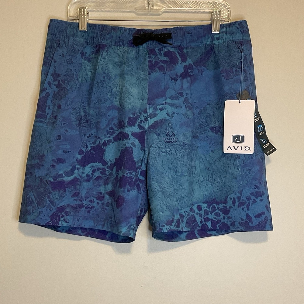 AVID Realtree Volley Royal WAV3 Men's Athletic Shorts XL Blue Purple Stretch